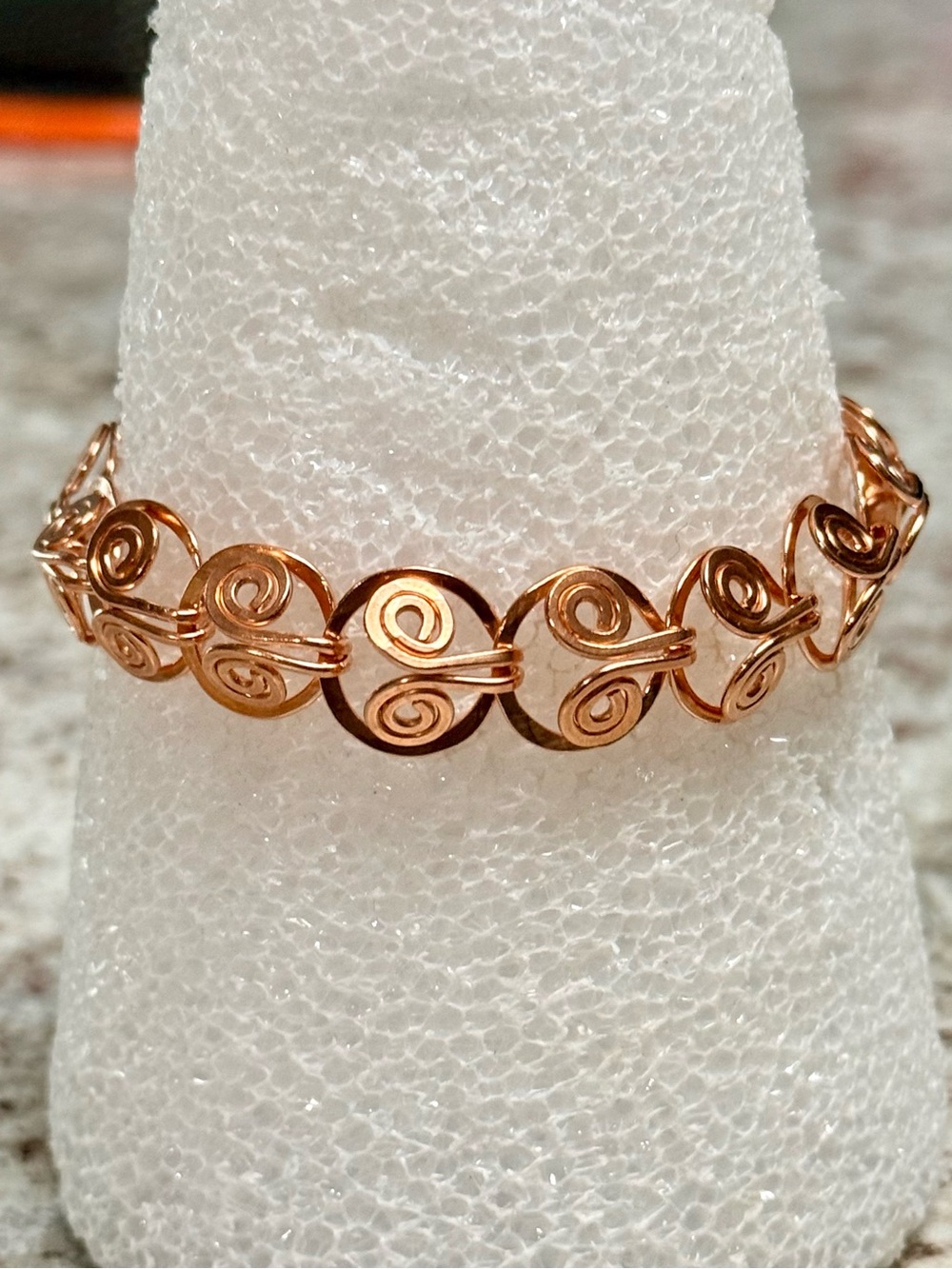 Celtic Domed Spiral Link Bracelet in Pure Polished Copper
